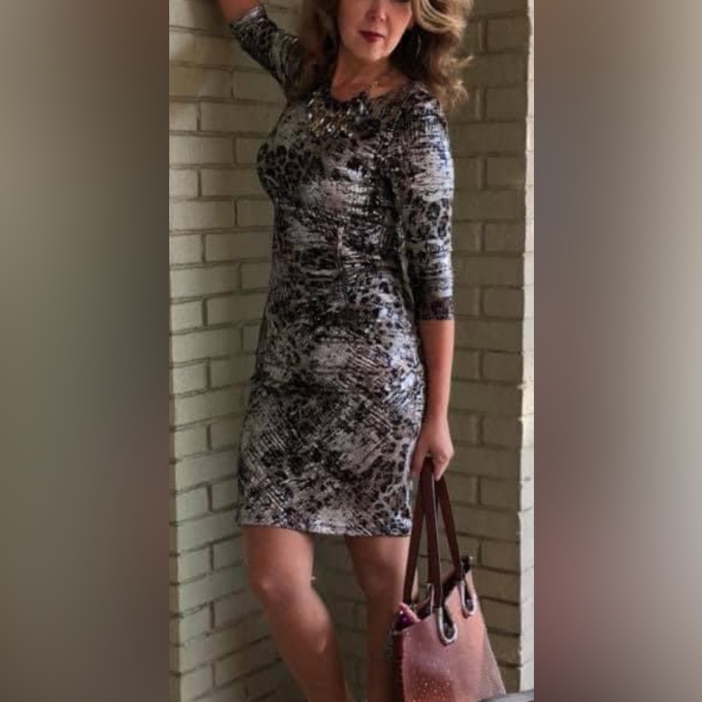 Frank Lyman dress, Snakeskin print fitted, super comfortable and stretchy